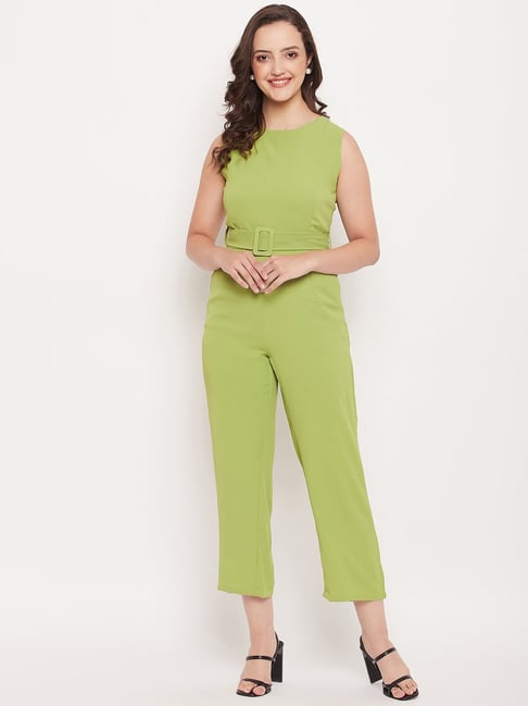 MADAME Apple Green POLYESTER Solid Jump Suits