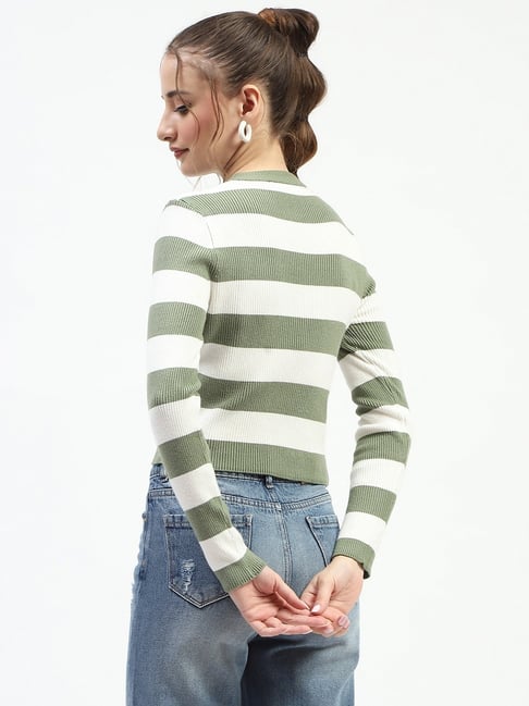 MADAME Apple Green Wool Stripes Top