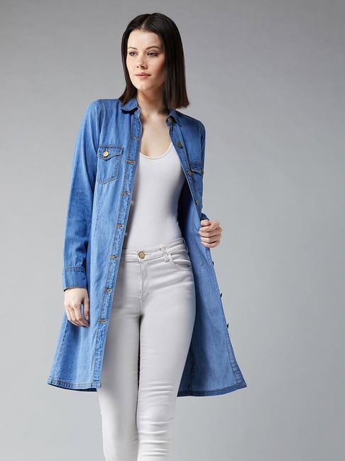 DOLCE CRUDO Blue Denim Shrug - Main Image