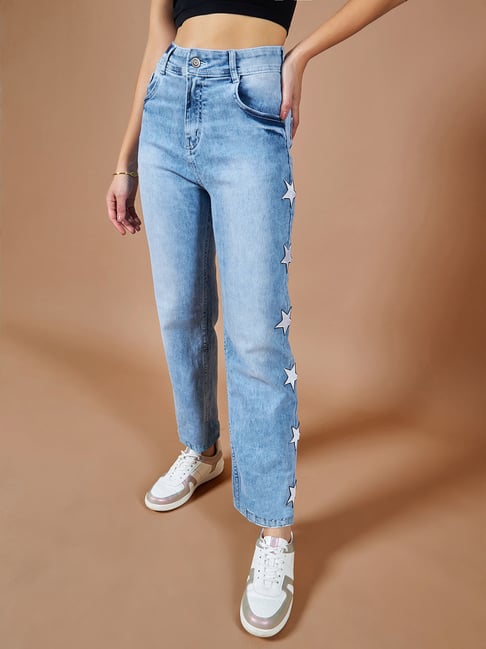 DOLCE CRUDO Blue Slim Fit High Rise Stretchable Jeans-picture-43