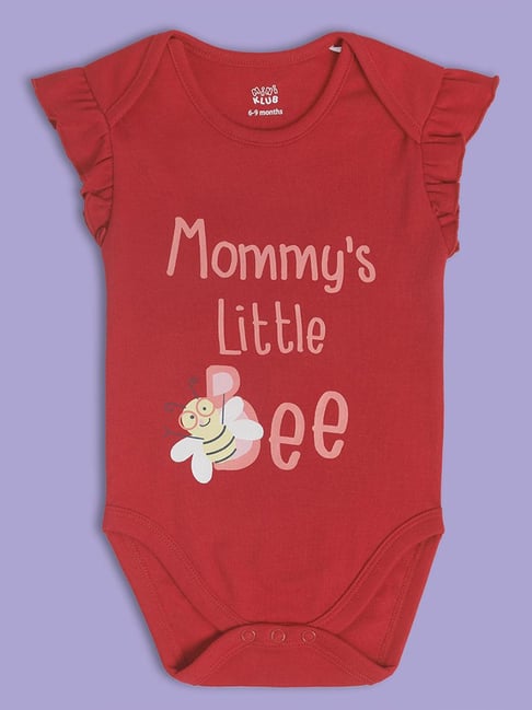 MINIKLUB Girls Red Printed Bodysuit