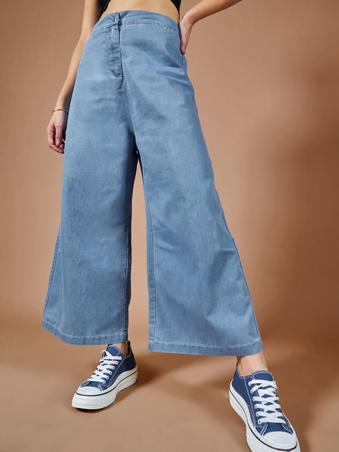 DOLCE CRUDO Blue Relaxed Fit High Rise Jeans-picture-22