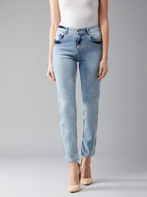 DOLCE CRUDO Blue Slim Fit High Rise Stretchable Jeans-picture-33
