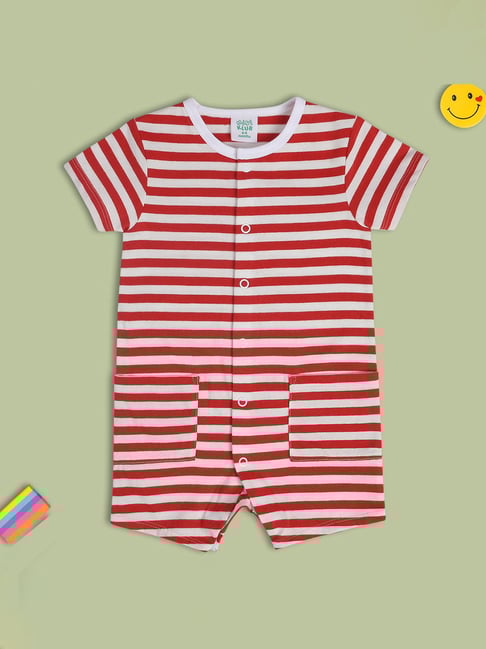 MINIKLUB Boys Red White Striped Romper - Main Image