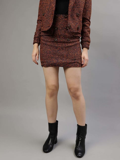 Elle Multicolored Self Pattern Pencil Skirt-picture-25