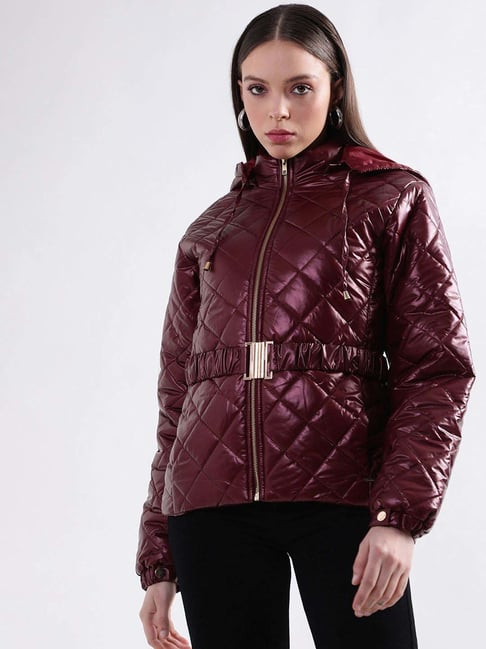 Elle Maroon Quilted Jacket-picture-13