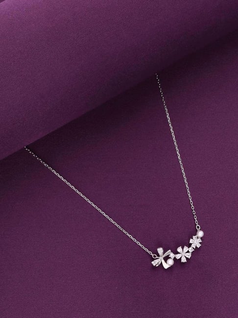 Kai Jewel Sterling Silver Floral Pearl Elegance Necklace