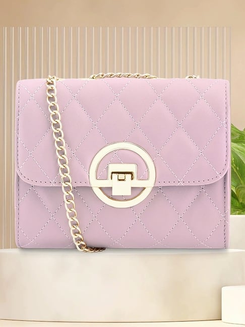 Buy Fastrack Powder Pink PU Medium Sling Handbag For Women At Best