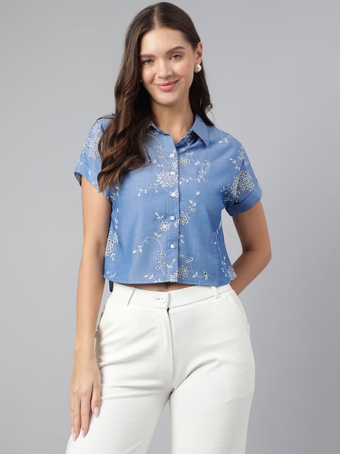 Latin Quarters Blue Print Casual Shirt-picture-10