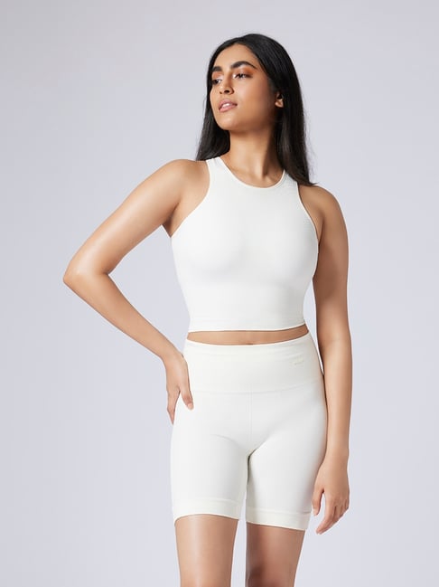 Feier Moonlight White Solid Flexrib Power Bra