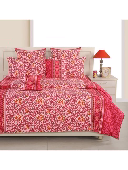 Swayam White Cotton Motif Double Bed Sheets 2 Pillow Covers