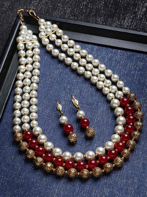 Panash Gold Plated Pearl Handcrafted Pearl Jewellery Set-picture-24
