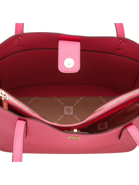 Buy Anne Klein Pink Solid Tote Handbag with Pouch For Women At