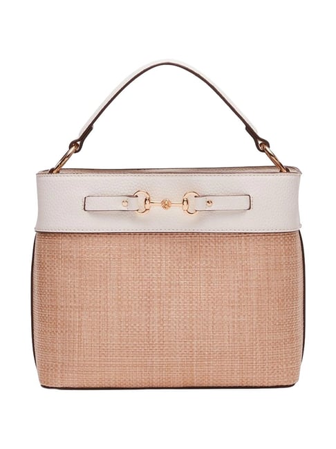 Anne Klein White & Beige Textured Bucket Bag-picture-15