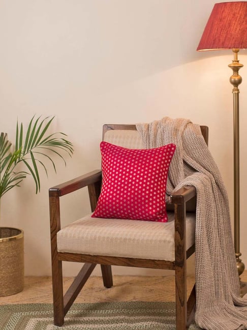 Fabindia Home Nurvi Magenta Silk Blend Woven Cushion Cover