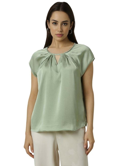 Van Heusen Green Plain Tops