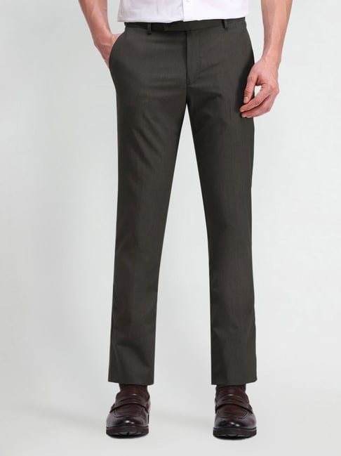 Arrow Brown Slim Fit Self Pattern Trousers-picture-27