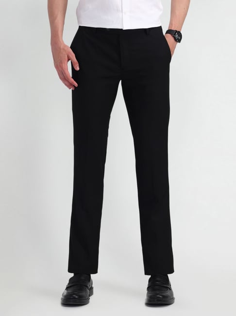 Arrow Black Slim Fit Trousers