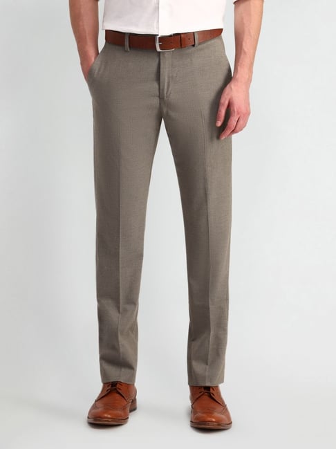 Arrow Brown Slim Fit Self Pattern Trousers-picture-19