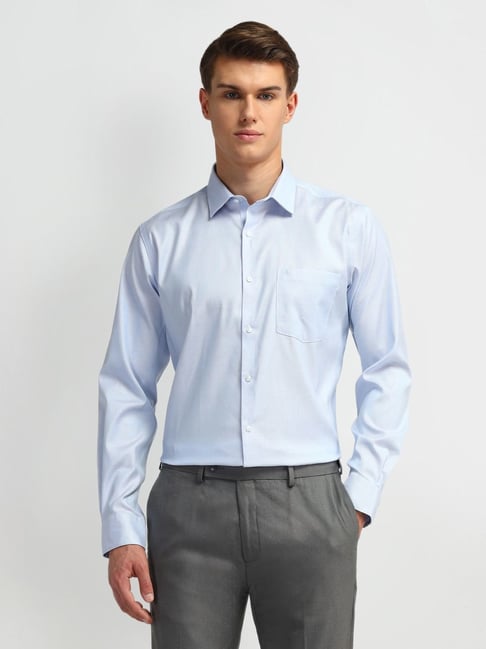 Arrow Light Blue Cotton Regular Fit Printed Shirt-picture-42