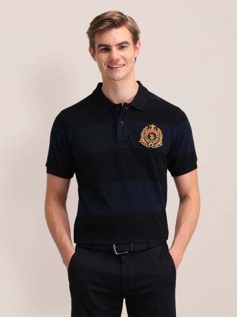 U.S.Polo Assn. Medium Blue Cotton Slim Fit Polo T-Shirt