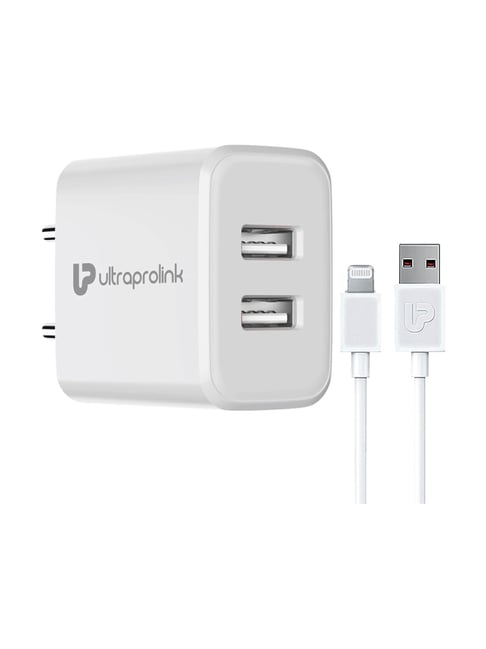 ULTRAPROLINK Boost 12 12 Watt Fast Travel Charger with 1m USB-A to  iPhone Cable (White)