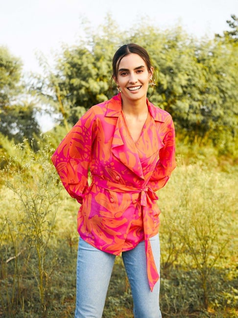 Mabish By Sonal Jain Pink & Orange Printed Top