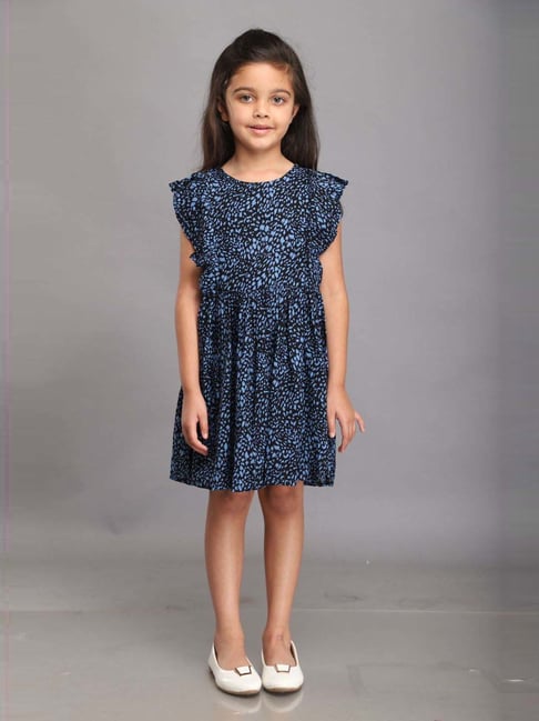 Biglilpeople Girls Black & Blue Printed Dresses-picture-11