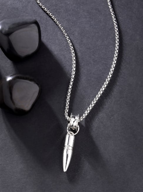 Karatcart Silver Plated Bullet Metal Chain Pendant