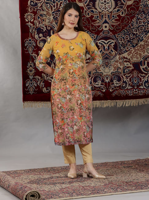 Aurelia Multicolour 100% Polyester Regular fit Printed Kurta-picture-41