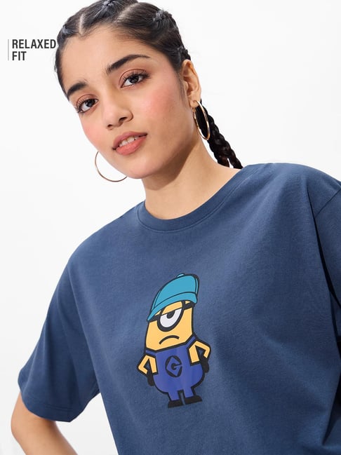The Souled Store Blue Regular Print T-Shirt