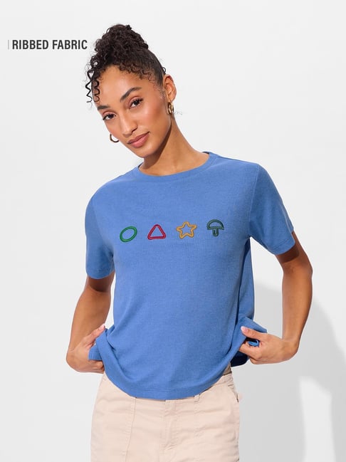 The Souled Store Blue Relaxed Graphic T-Shirt