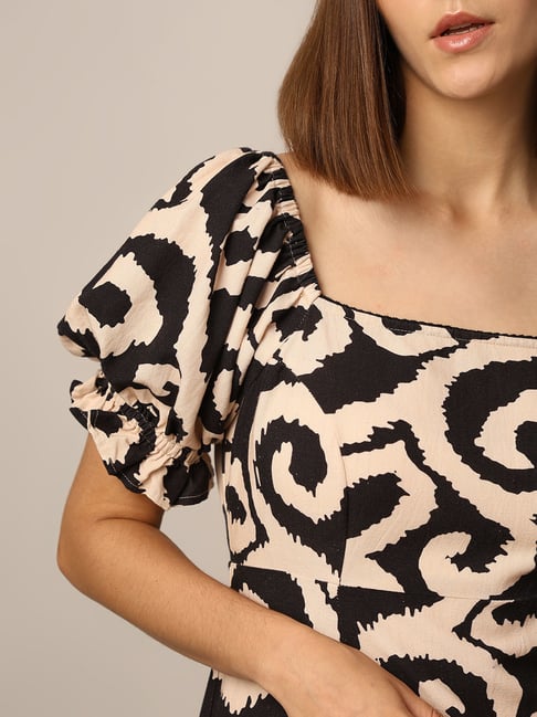 Buy Only Beige & Black Printed Midi Dress for Women Online @ Tata CLiQ