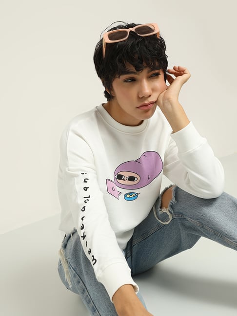 Only White Cotton Printed Sweatshirt-picture-40