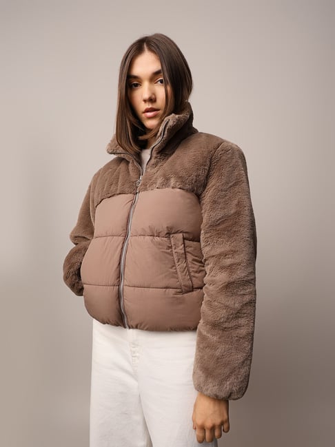 Only Brown Regular Fit Puffer Jacket