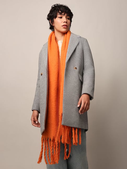 Womens Coats Only Wool Jacket Only Grey Textured Coat