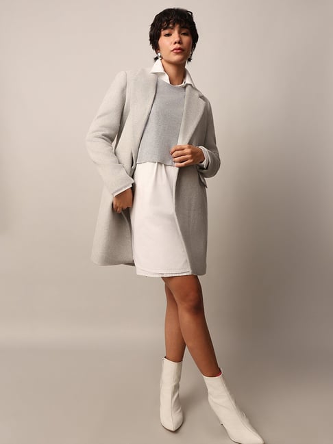 Buy Only Light Grey Textured Coat for Women Online Tata CLiQ