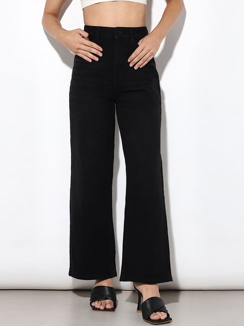 Only Black Cotton Flared Fit High Rise Jeans-picture-47