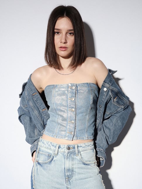 Only Silver Cotton Slim Fit Tube Top-picture-26