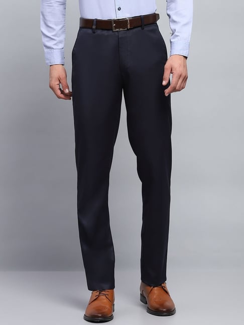 Monte Carlo Navy Blue Smart Fit Trousers-picture-48