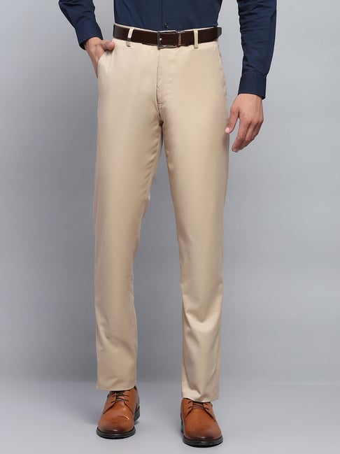 Monte Carlo Beige Smart Fit Trousers-image-4