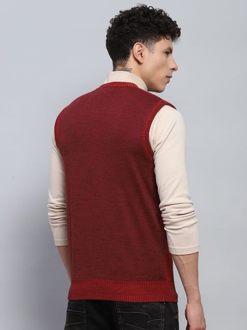 Monte Carlo Maroon Regular Fit Argyle Sweater