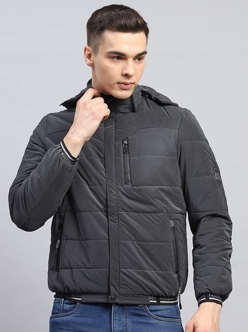 Monte Carlo Grey Regular Fit Quilted Hooded Jacket