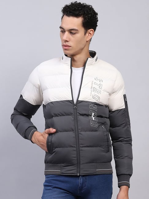 Monte Carlo White Grey Regular Quilted Puffer Jacket