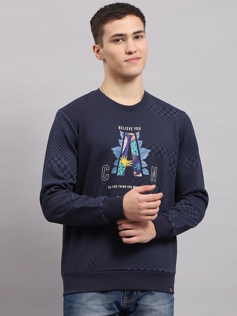 Monte Carlo Navy Blue Regular Fit Printed T-Shirt-picture-38