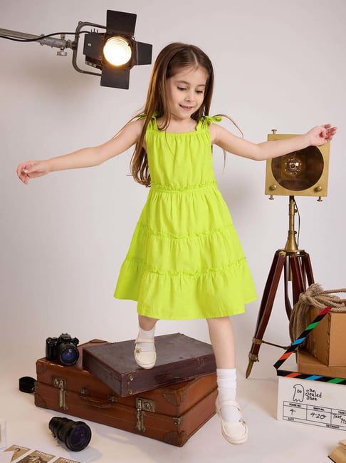 Neon Green Neon Dresses For Tweens The Souled Store Girls Neon Green Cotton Solid Dress Neon Green Neon Dresses For Tweens The Souled Store Girls Neon Green Cotton Solid Dress