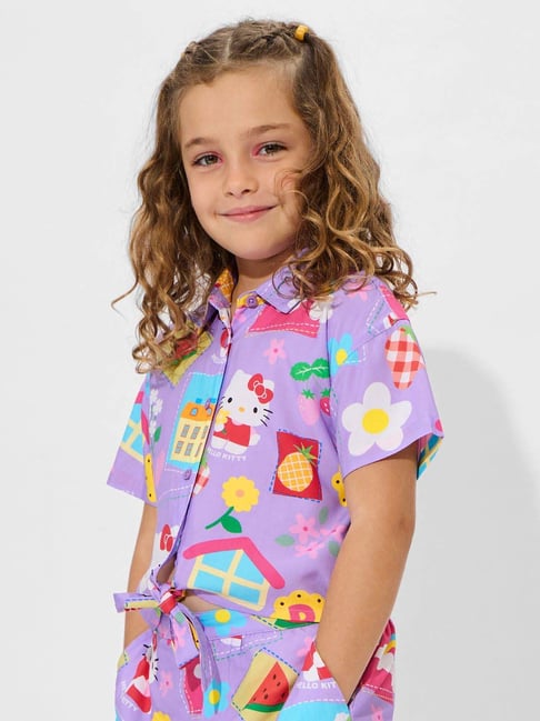 The Souled Store Girls Purple Cotton Printed Hello Kitty Top-picture-10