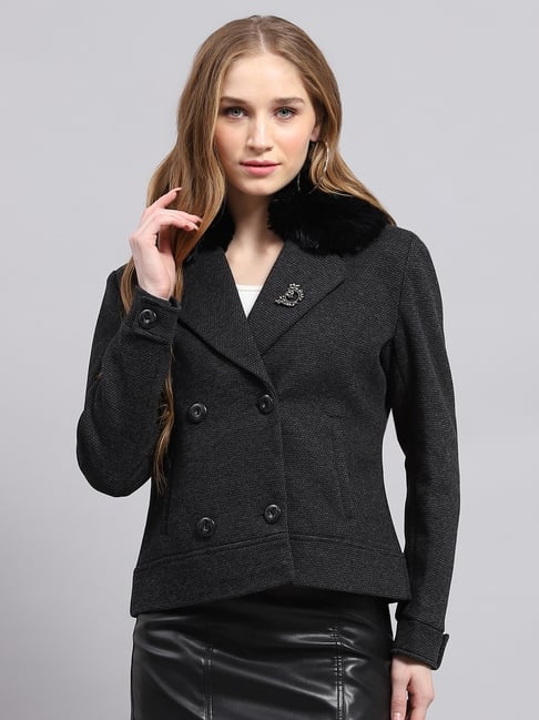 Monte Carlo Black Wool Blend Solid Full Sleeve Coat-image-41