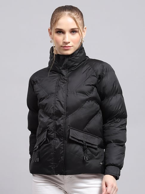 Monte Carlo Black Polyester Blend Solid Full Sleeve Jacket-image-2