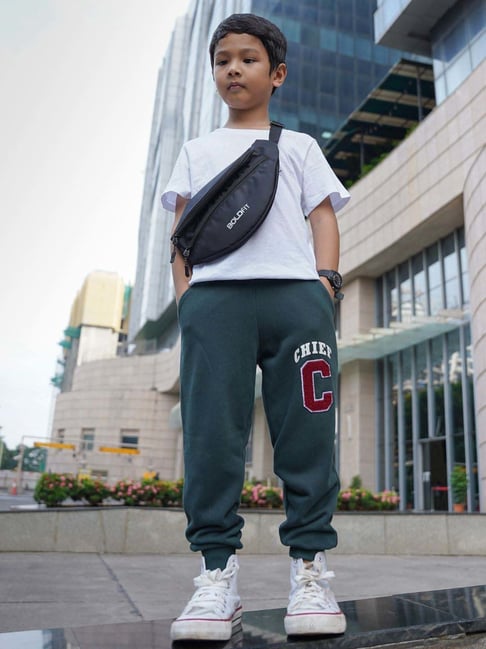 Nap Chief Unisex Green Cotton Embroidery Track Bottoms & Joggers-picture-22